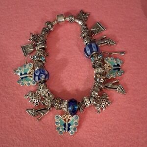 Silver and Blue Charm Bracelet